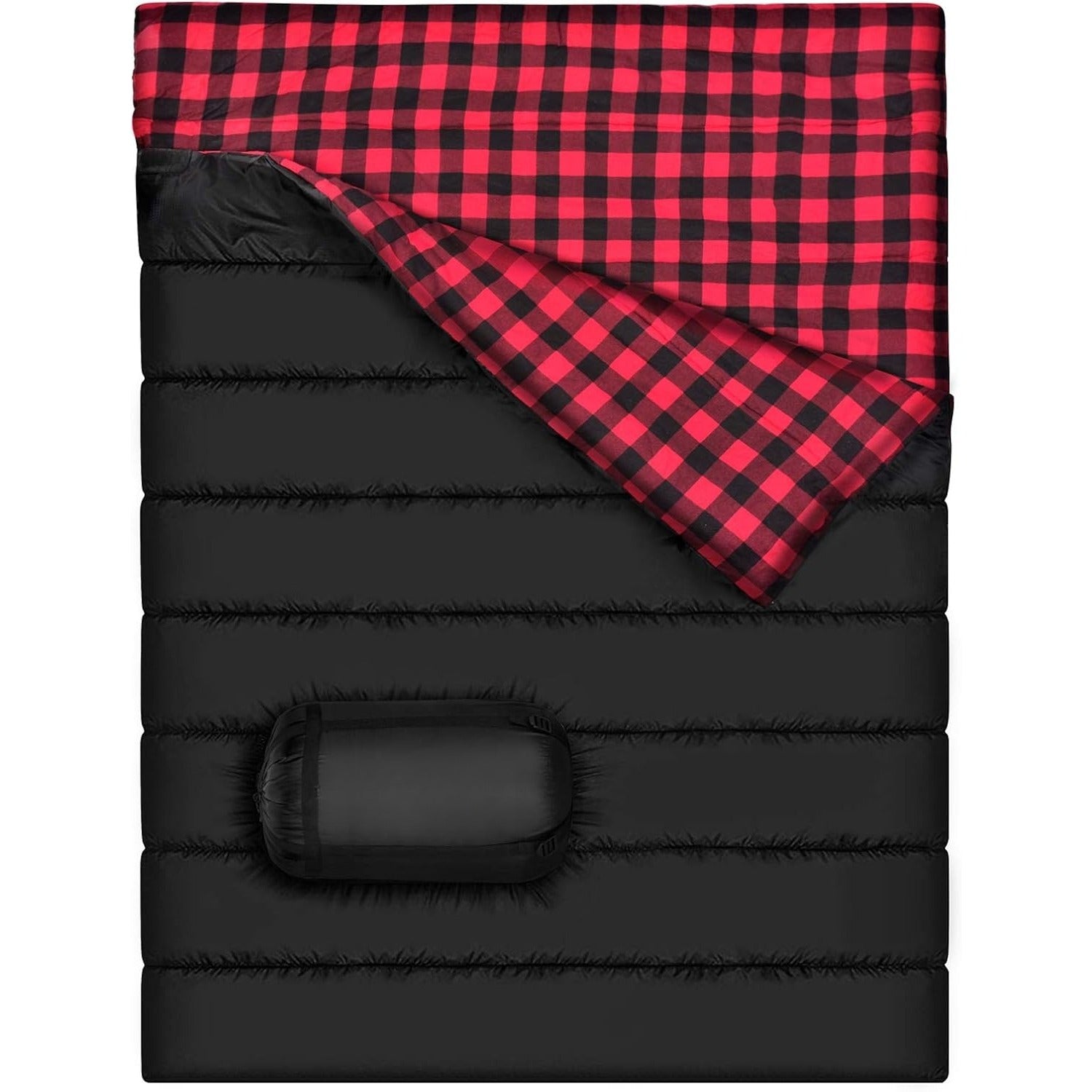 2-Person High Quality Lightweight Double Sleeping Bag for Camping & Hiking - Queen Size Warm Winter Sleeping Gear with Compression Sack, Synthetic Suitable for Backpacking, Adults Outdoor Shelter, Weather Adventures