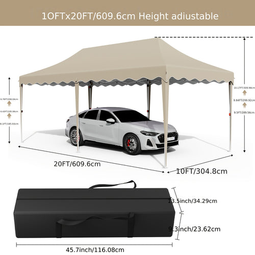10X20Ft\u002F10X10Ft Instant Pop Up Canopy Tent With 6 Sidewalls | Heavy-Duty Portable Outdoor Event Tent Suitable For Markets, Parties, Picnics, Backyard - Easy Setup, No Assembly Required, White Frame & Carry Bag Included, Oxford Cloth With Pu Coating