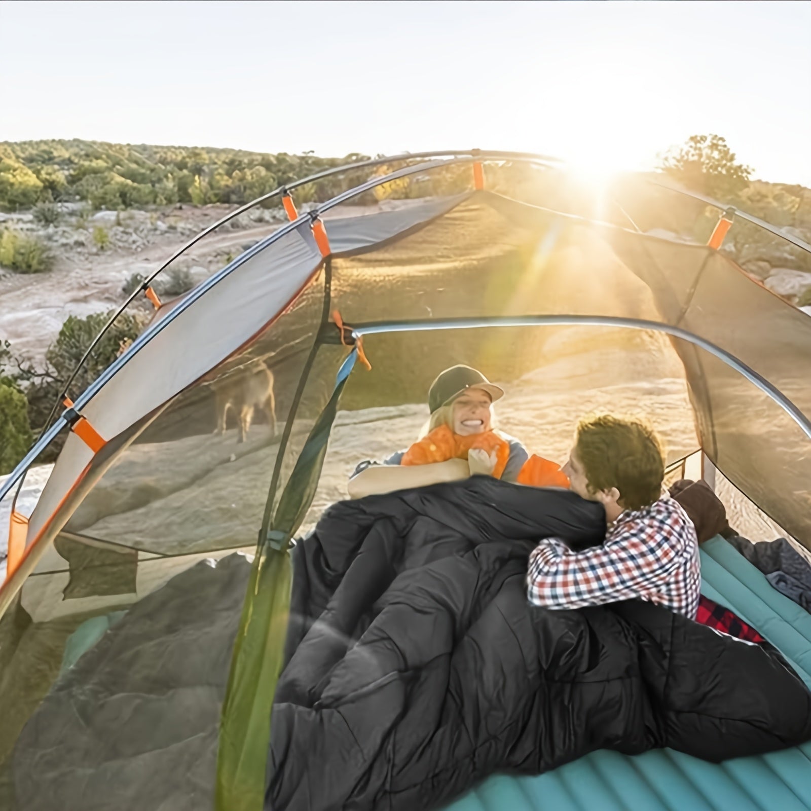 Double Sleeping Bag, 2 Person Sleeping Bag for Adult Mens Camping, Two Person Sleeping Bag with Pillow Outdoor Indoor, XL Queen Size Sleeping Bag for Cold Warm Weather