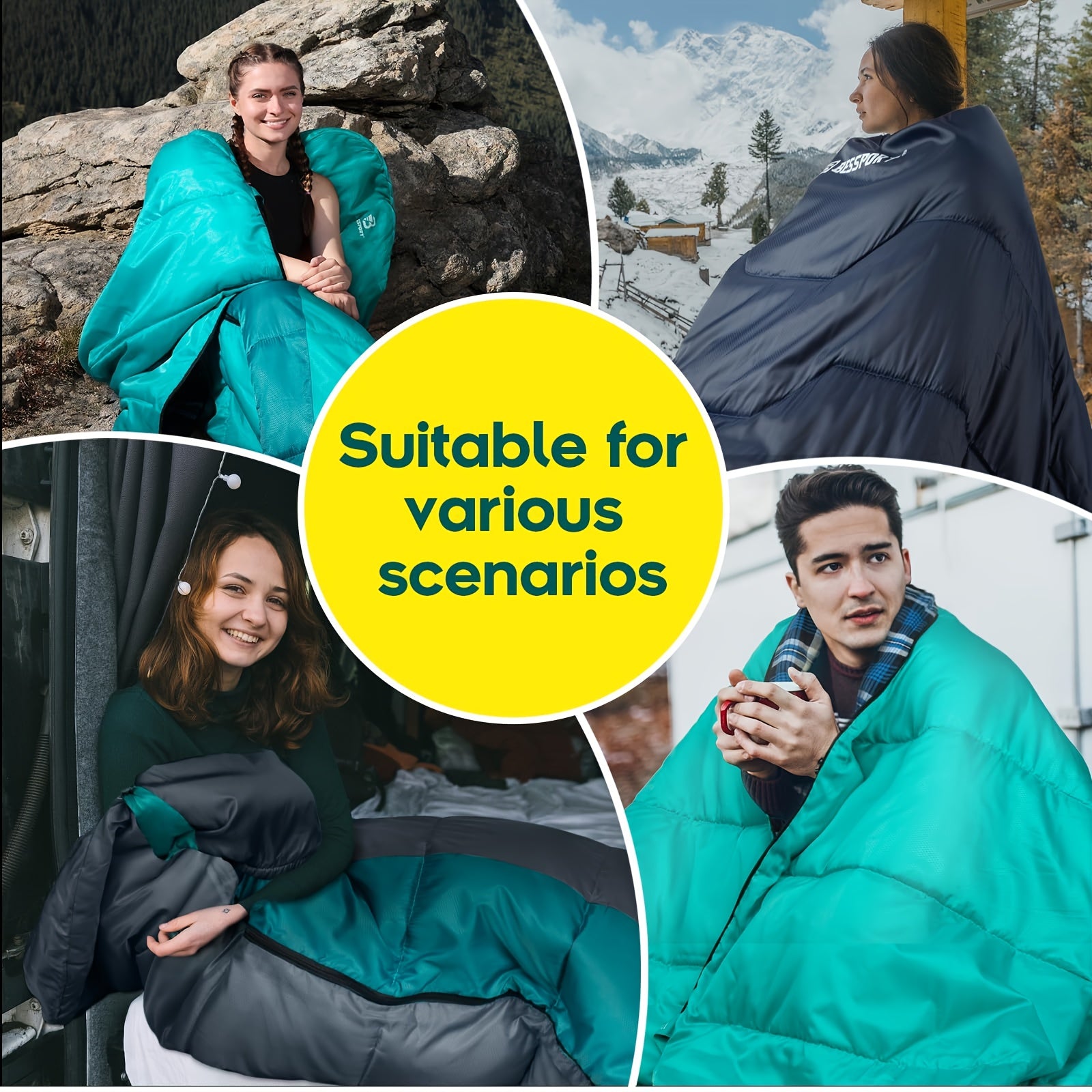 Bessport Winter Sleeping Bag, Flannel Lining 18-32 Fahrenheit Extreme 3-4 Seasons Warm And Cool Weather Adult Sleeping Bag Large, Lightweight, High Quality, Suitable for Camping, Backpacking, Hiking, Outdoor Adventure, Hiking Equipment, Portable