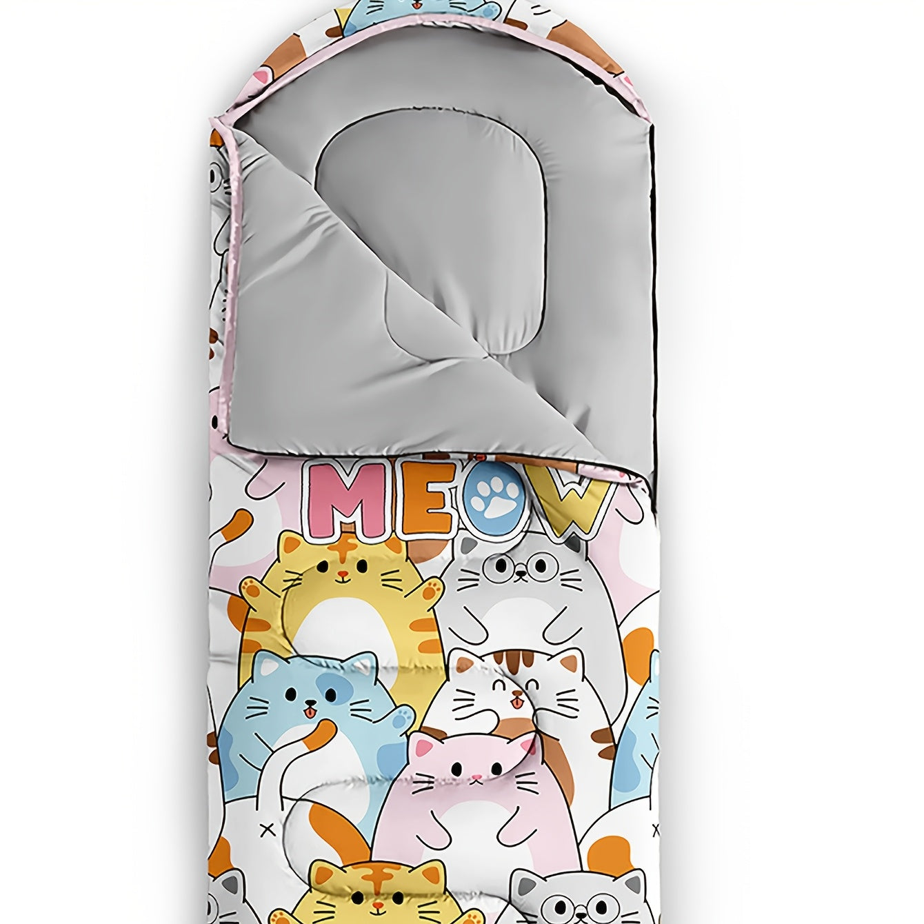 Cute Cats Printed Camping Sleeping Bags, Lightweight, Hiking, High Quality, Backpacking And Outdoors Sleeping Bags, 3 Season Warm & Cool Weather, Camping Gear Equipment 31x90inch