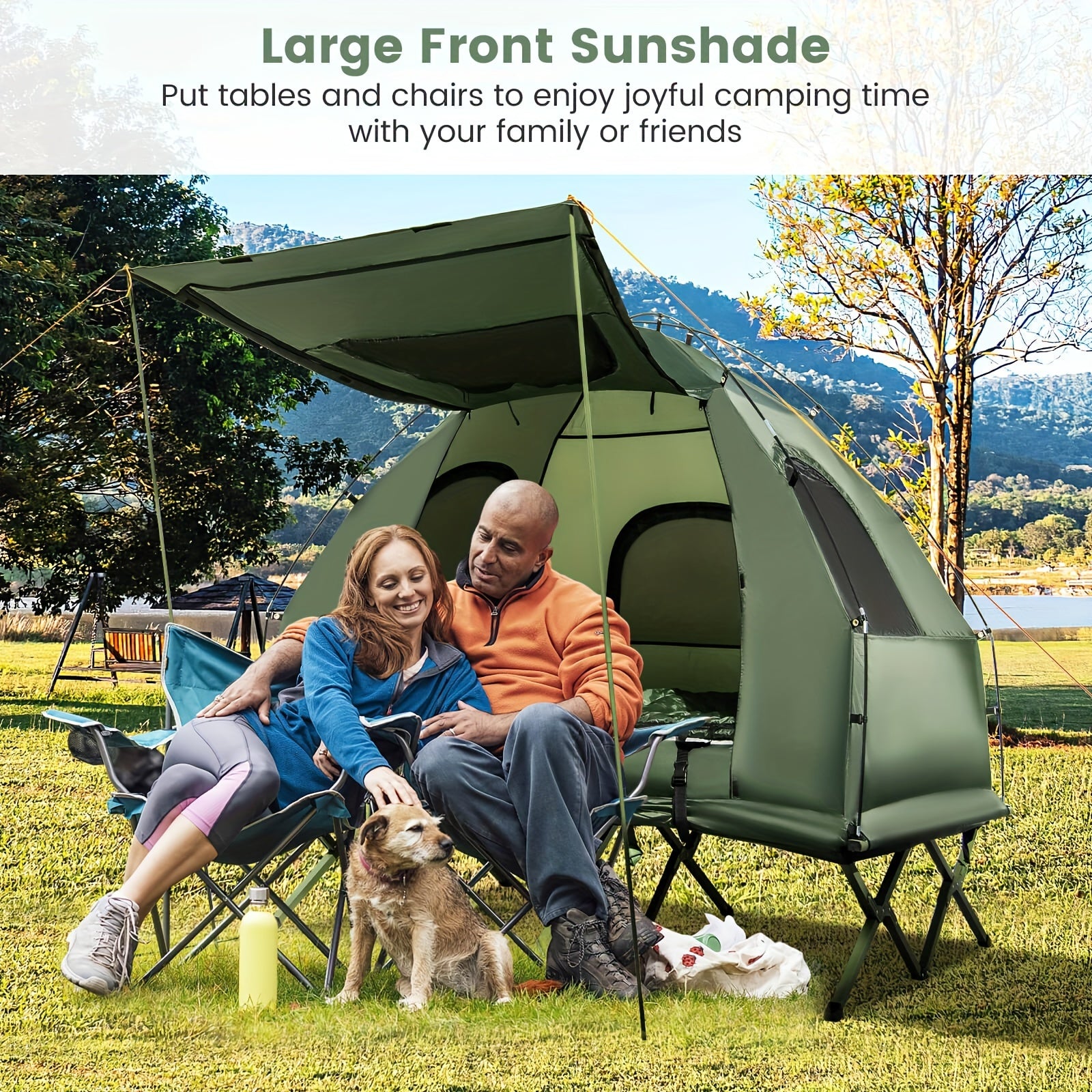 2-Person Compact Portable Pop-Up Tent\u002FCamping Cot W\u002F Air Mattress & Sleeping Bag