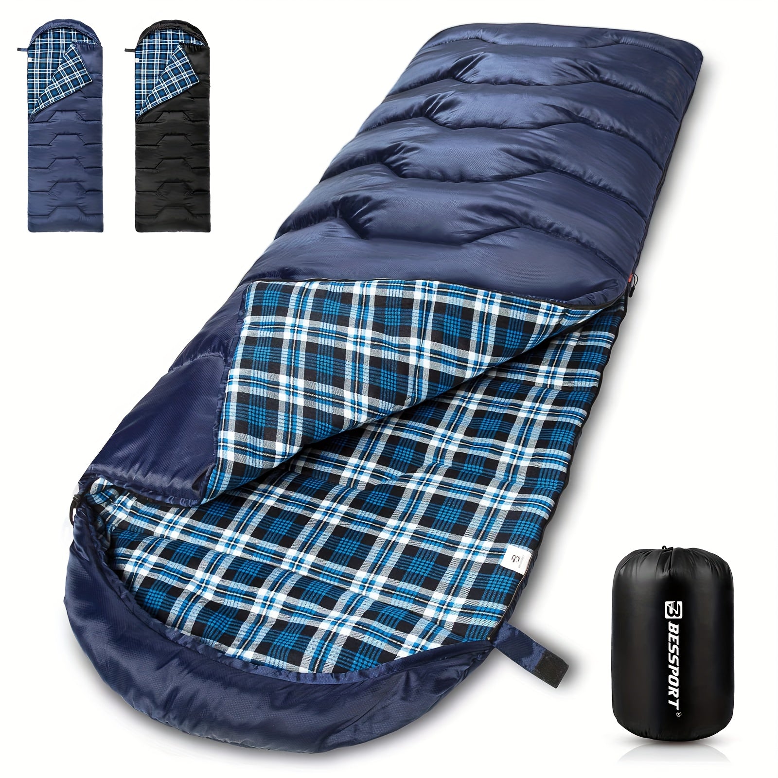 Bessport Winter Sleeping Bag, Flannel Lining 18-32 Fahrenheit Extreme 3-4 Seasons Warm And Cool Weather Adult Sleeping Bag Large, Lightweight, High Quality, Suitable for Camping, Backpacking, Hiking, Outdoor Adventure, Hiking Equipment, Portable